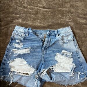 American Eagle Light Blue Ripped Jean Shorts